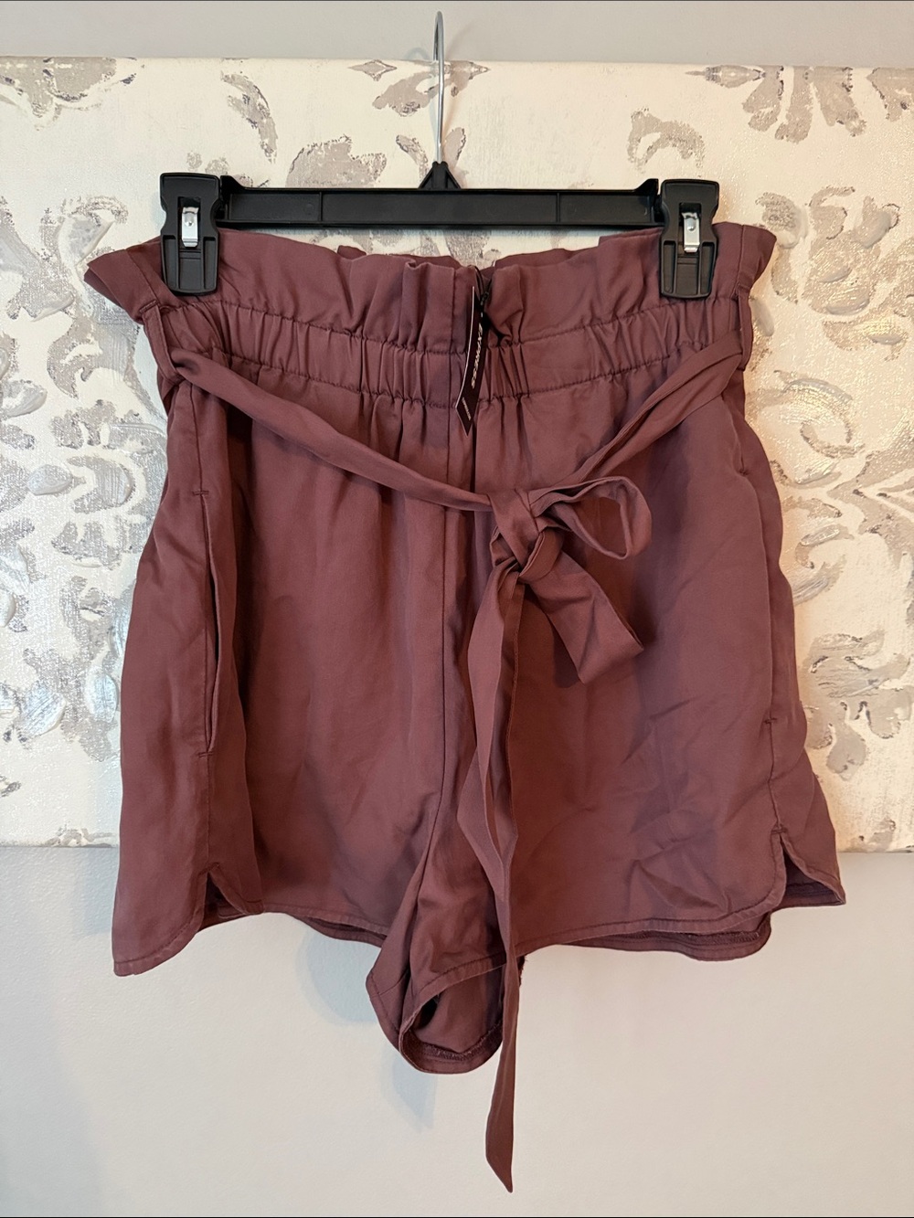 Express High-Waist Paperbag Shorts — Mauve